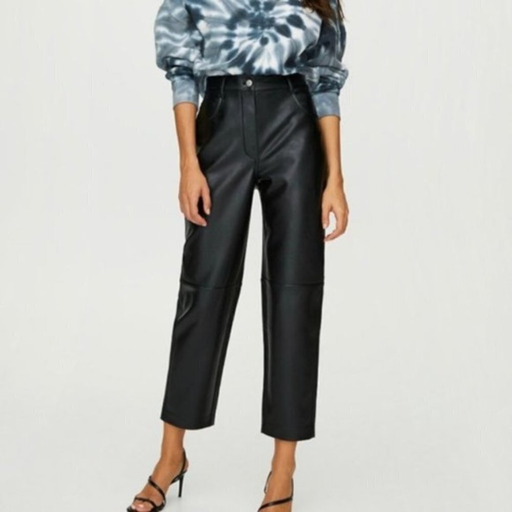 Aritzia Wilfred Ultra High Rise Oracle Faux Leather Pants in Black Women Size 4